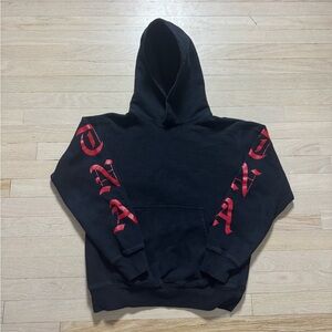TNA 2000s unique Black Hoodie with Red writing mens size small